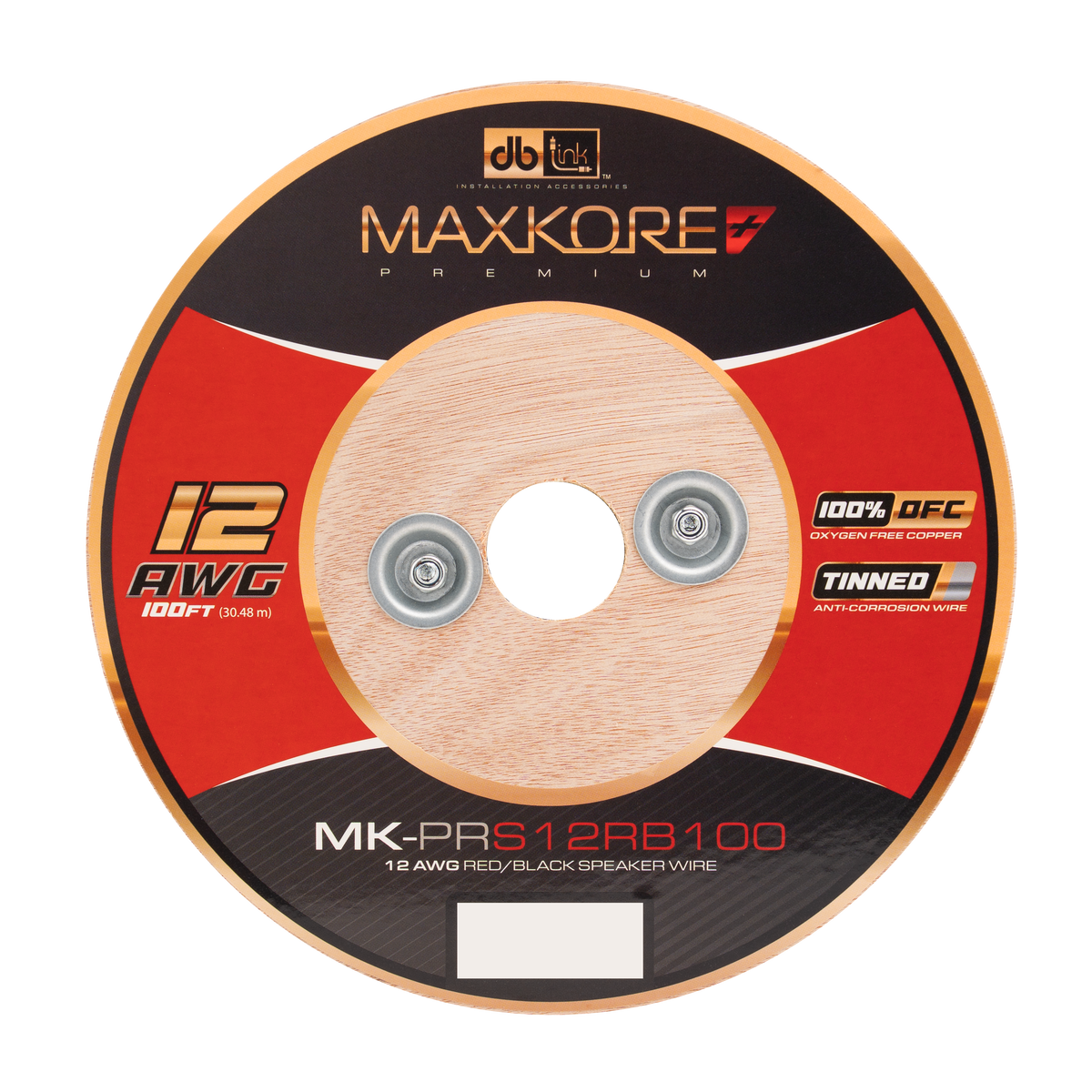 DB Link MK-PRS12RB100 : 100' 12 AWG Maxkore+ Premium Red/Black Speaker Wire, 100% OFC, TINNED Anti-Corrosive