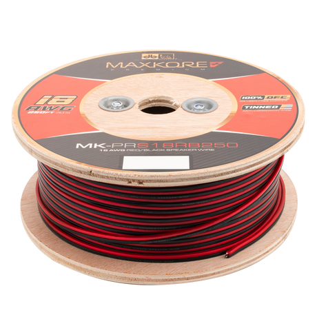 DB Link MK-PRS18RB250 : 250' 18 AWG Maxkore+ Premium Red/Black Speaker Wire 100% OFC, TINNED Anti-Corrosive