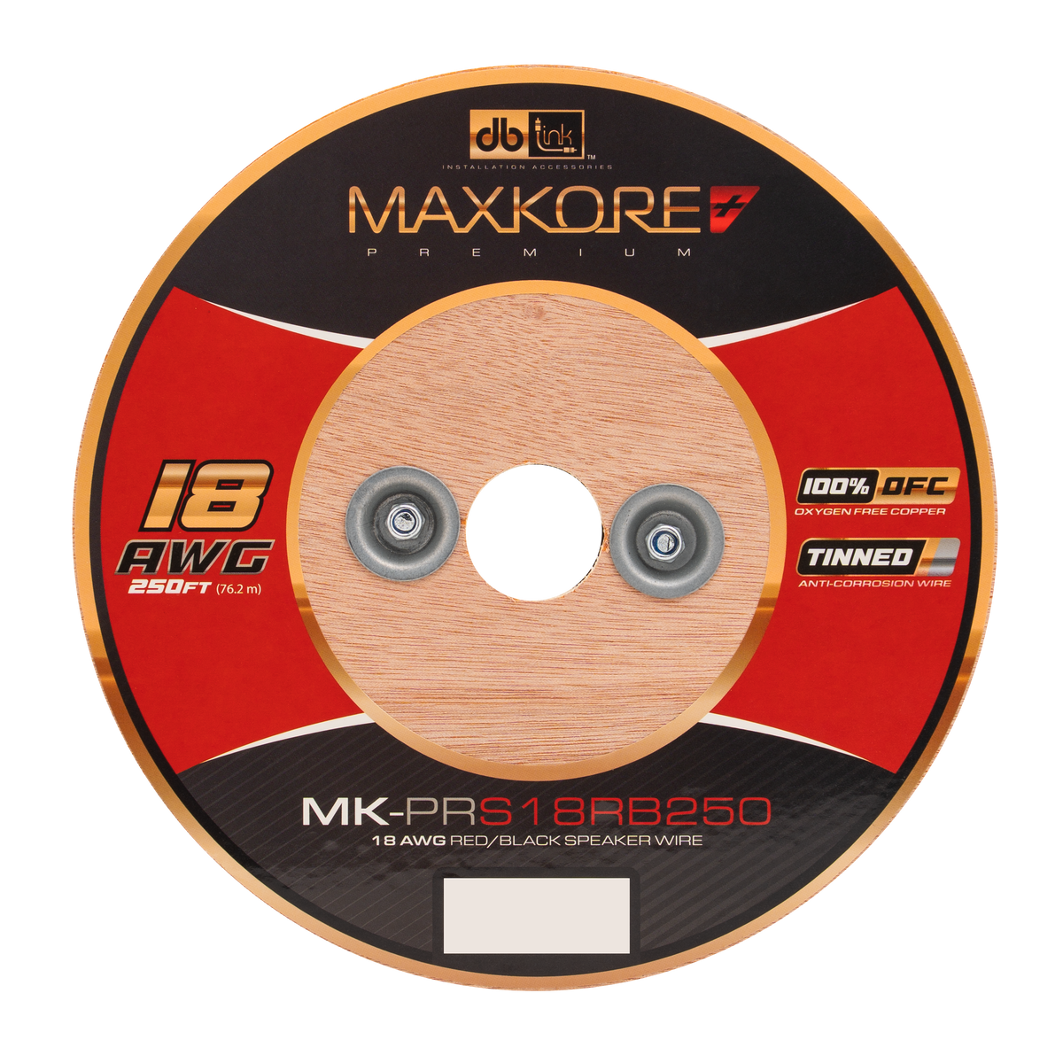 DB Link MK-PRS18RB250 : 250' 18 AWG Maxkore+ Premium Red/Black Speaker Wire 100% OFC, TINNED Anti-Corrosive