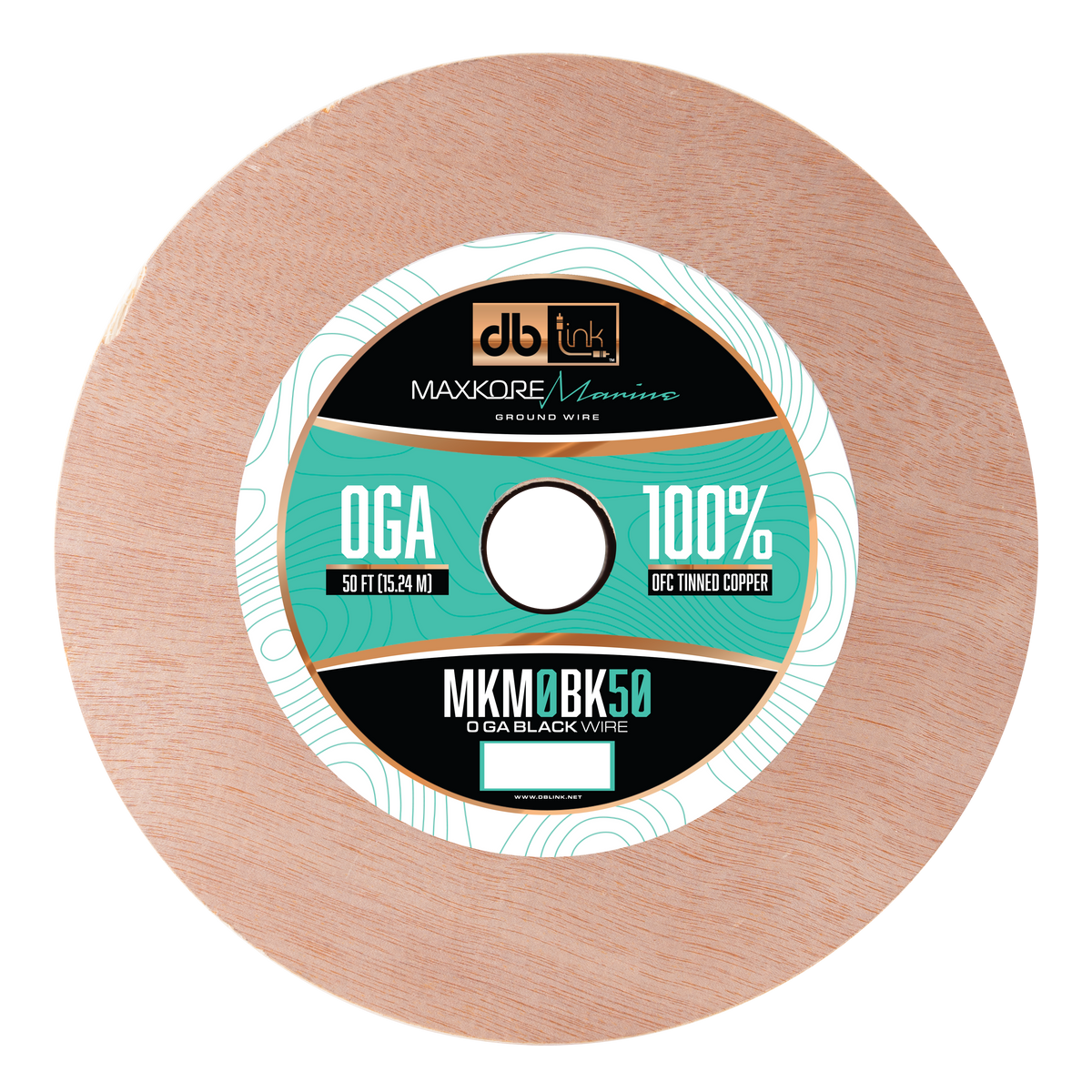 DB Link MKM0BK50 : 50' 0Ga Maxkore Marine Black,100% OFC, TINNED Anti-Corrosive Wire Roll