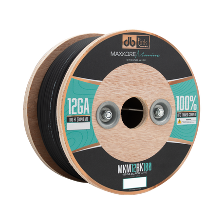DB Link MKM12BK100 : 100' 12 Ga Maxkore Marine Black, 100% OFC, TINNED Anti-Corrosive Wire Roll (WHOLE ROLL)