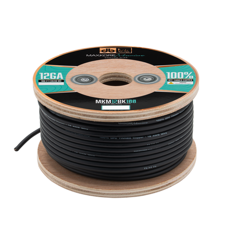 DB Link MKM12BK100 : 100' 12 Ga Maxkore Marine Black, 100% OFC, TINNED Anti-Corrosive Wire Roll (WHOLE ROLL)