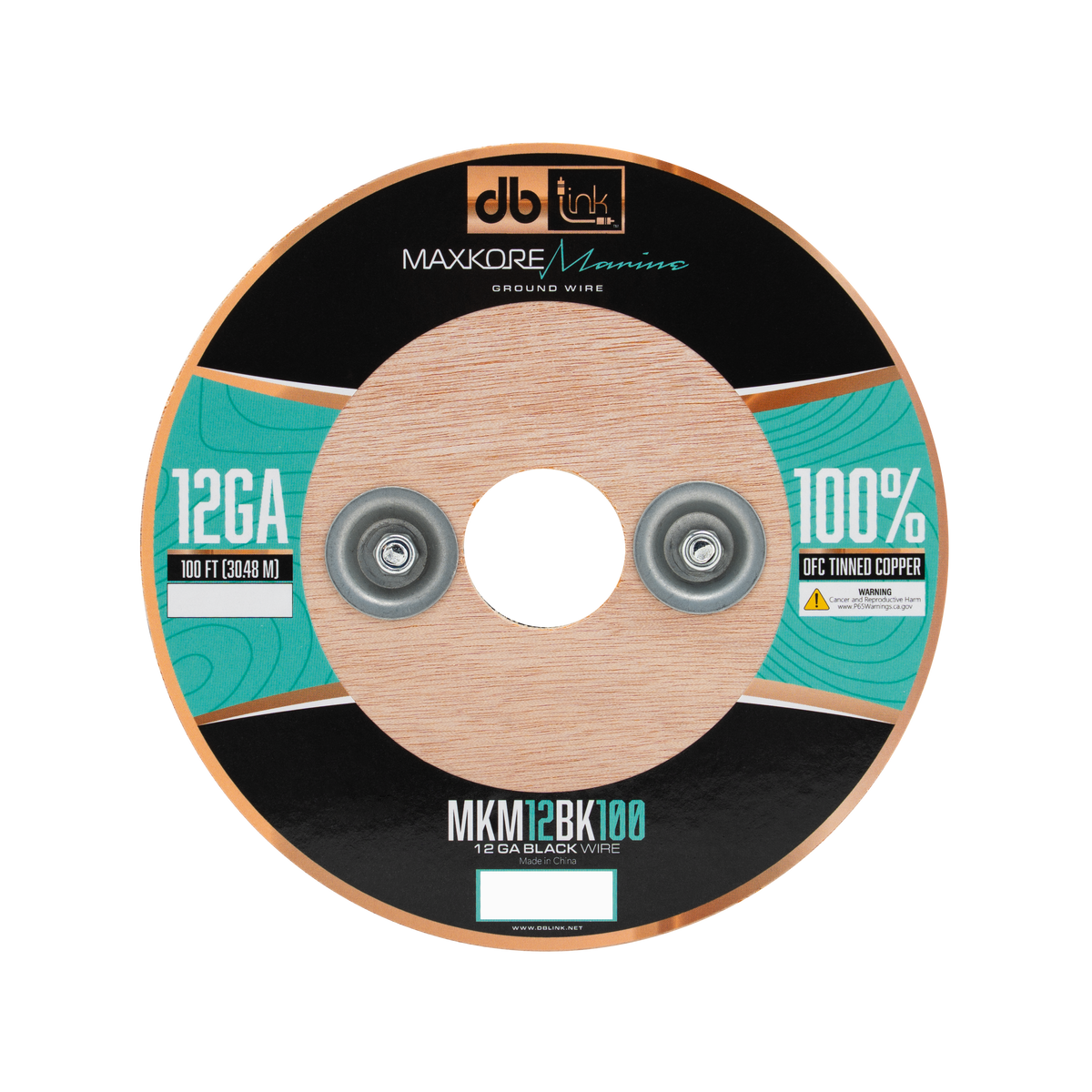 DB Link MKM12BK100 : 100' 12 Ga Maxkore Marine Black, 100% OFC, TINNED Anti-Corrosive Wire Roll (WHOLE ROLL)