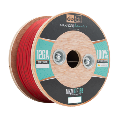 DB Link MKM12R100 : 100' 12 Ga Maxkore Marine Red, 100% OFC, TINNED Anti-Corrosive Wire Roll (WHOLE ROLL)