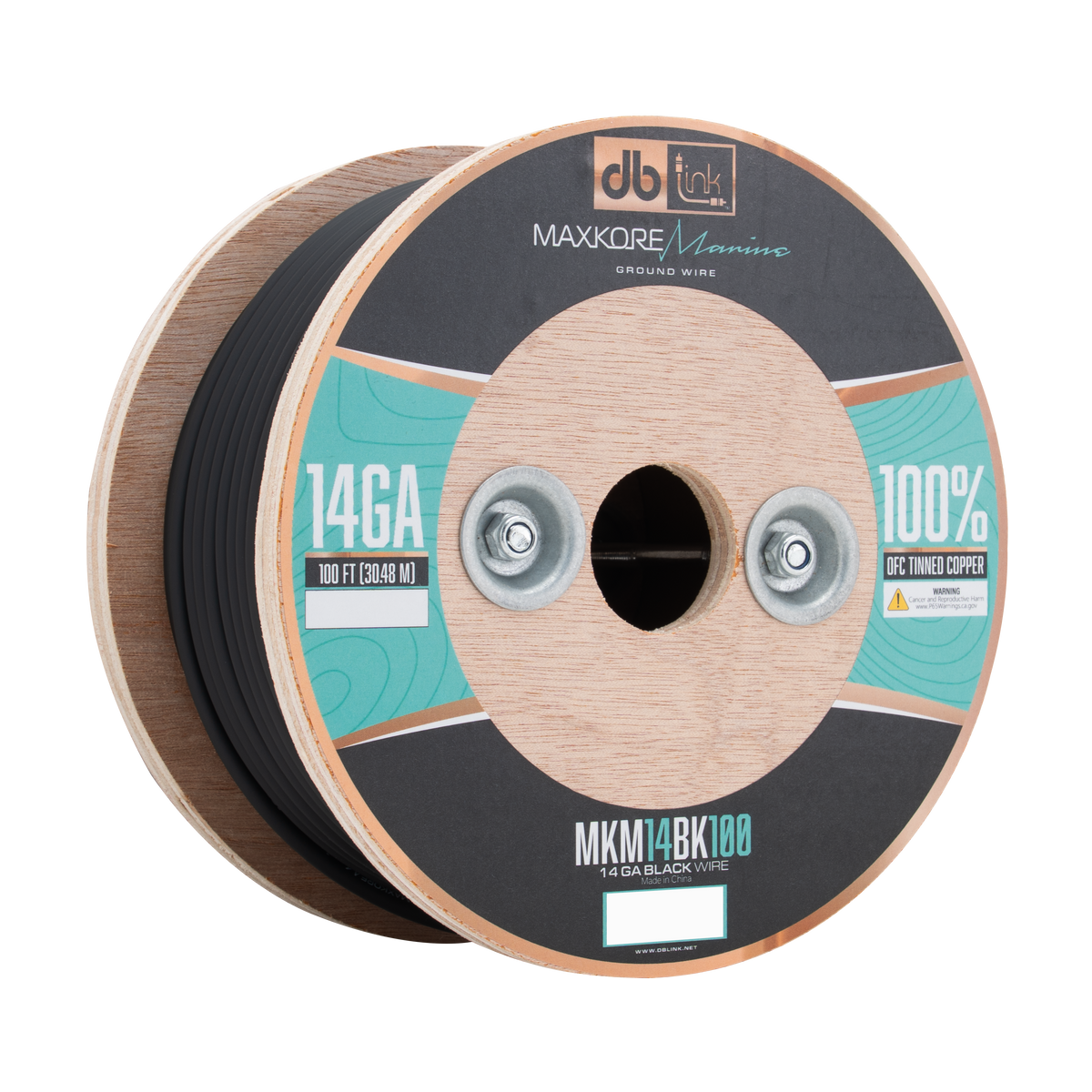 DB Link MKM14BK100 : 100' 14 Ga Maxkore Marine Black, 100% OFC, TINNED Anti-Corrosive Wire Roll (WHOLE ROLL)