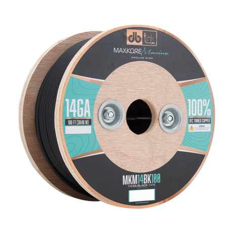 DB Link MKM14BK100 : 100' 14 Ga Maxkore Marine Black, 100% OFC, TINNED Anti-Corrosive Wire Roll (WHOLE ROLL)