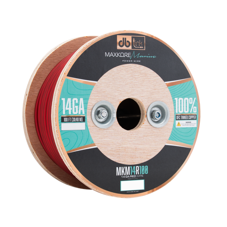 DB Link MKM14R100 : 100' 14 Ga Maxkore Marine Red, 100% OFC, TINNED Anti-Corrosive Wire Roll (WHOLE ROLL)