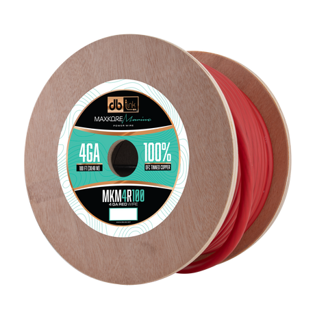 DB Link MKM4R100 : 100' 4Ga Maxkore Marine Red, 100% OFC, TINNED Anti-Corrosive Wire Roll