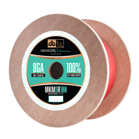 DB Link MKM8R100 : 100' 8Ga Maxkore Marine Red, 100% OFC, TINNED Anti-Corrosive Wire Roll