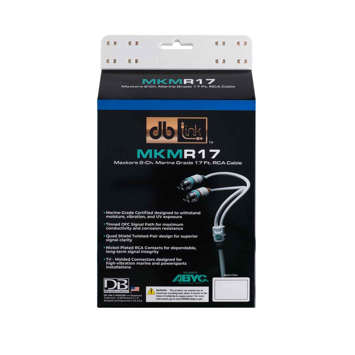 DB Link MKMR17 : 17' Maxkore Marine 100% OFC, Tinned Anti-Corrosive RCAs