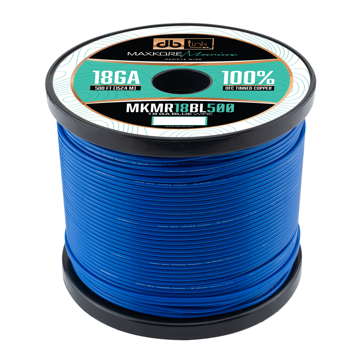 DB Link MKMR18BL500 : 500' 18GA Maxkore Marine blue Remote , 100% OFC,TINNED Anti-Corrosive wire roll