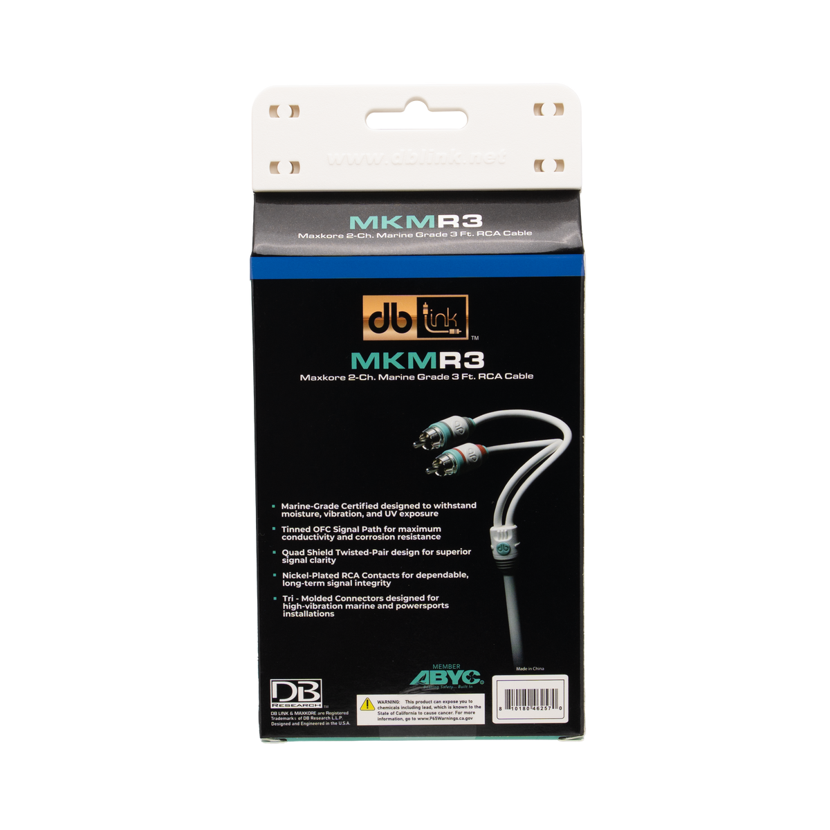 DB Link MKMR3 : 3' Maxkore Marine 100% OFC, Tinned Anti-Corrosive RCAs