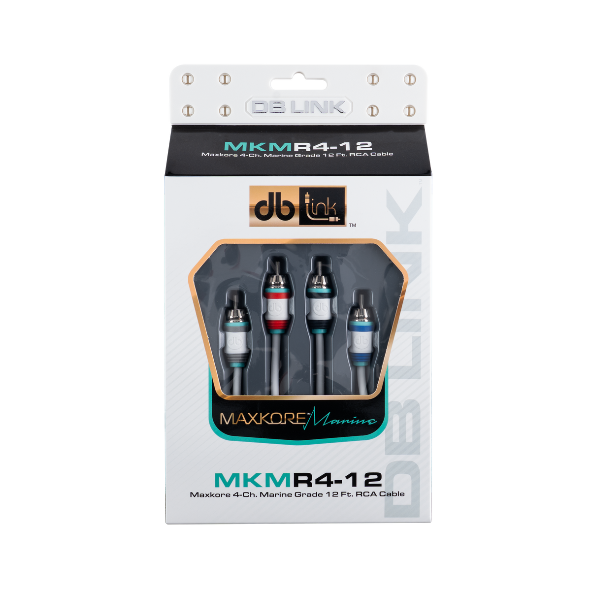 DB Link MKMR4-12 : 12' 4 Channel Maxkore Marine 100% OFC, Tinned Anti-Corrosive RCA