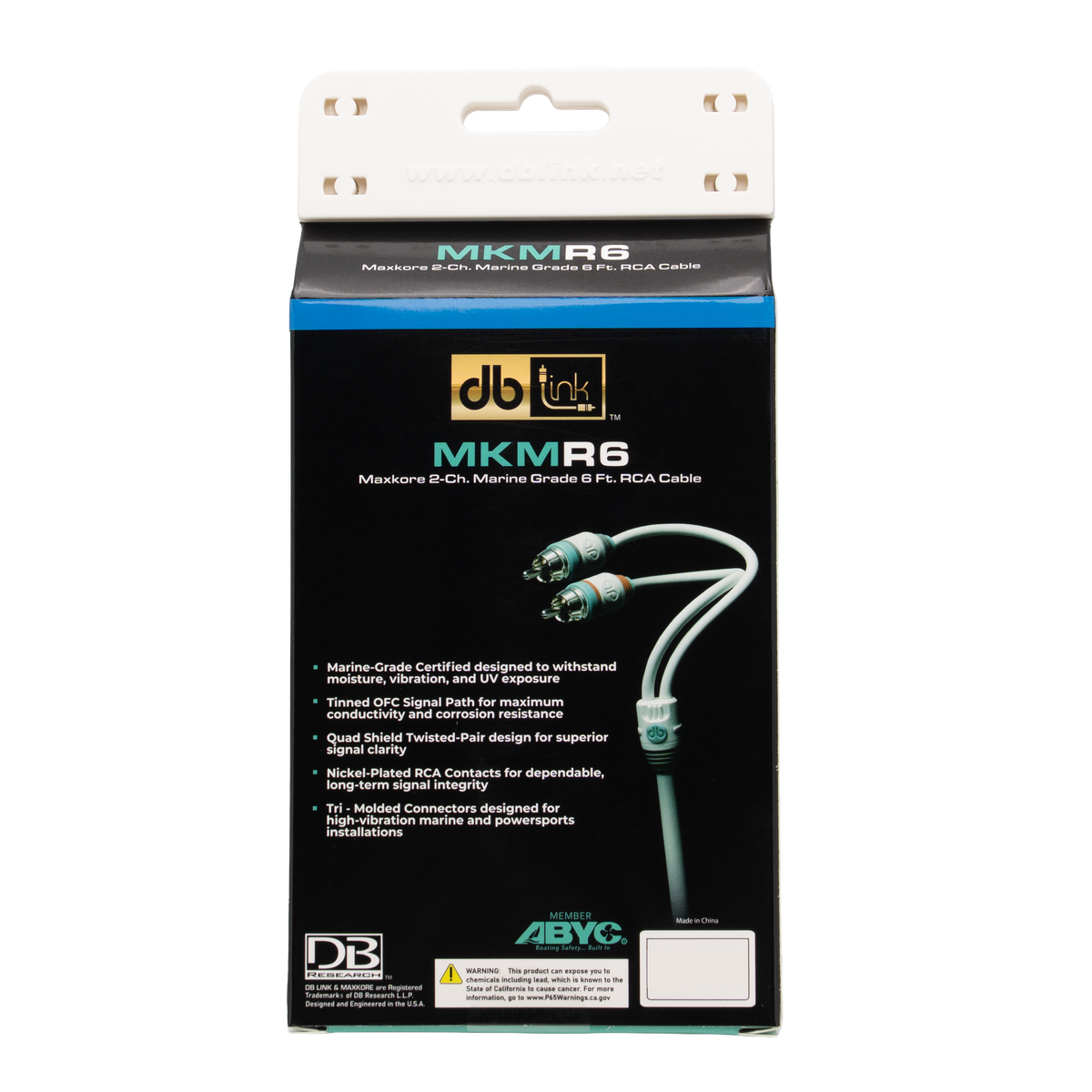DB Link MKMR6 : 6' Maxkore Marine 100% OFC, Tinned Anti-Corrosive RCAs