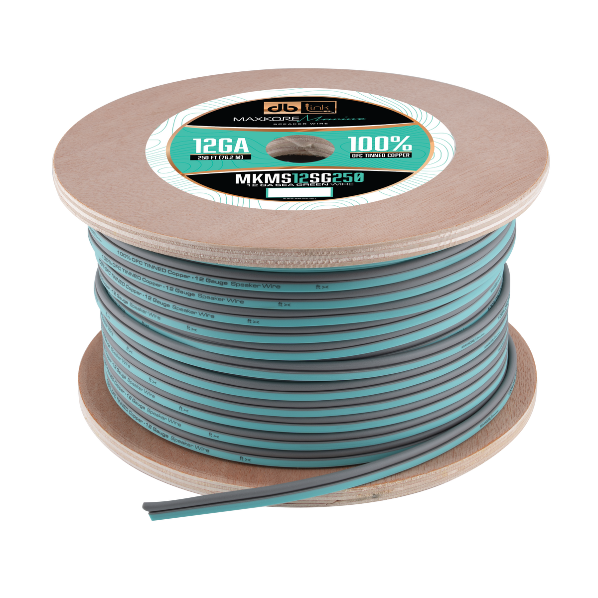 DB Link MKMS12SG250 : 250' 12 Ga Maxkore Marine Sea Green/Gray, 100% OFC, TINNED Anti-Corrosive Wire Roll