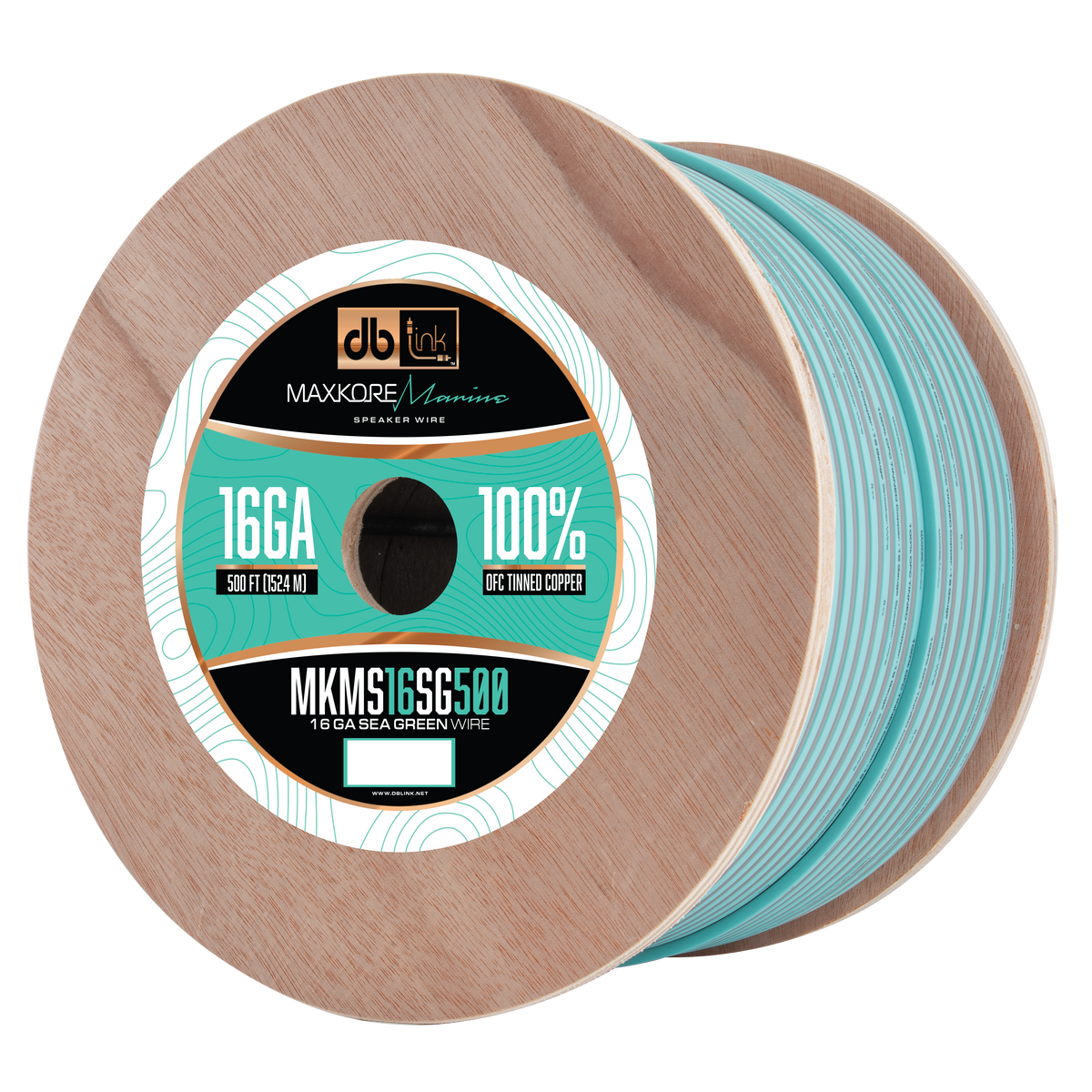 DB Link MKMS16SG500 : 500' 16 Ga Maxkore Marine Sea Green/Gray, 100% OFC, TINNED Anti-Corrosive Wire Roll