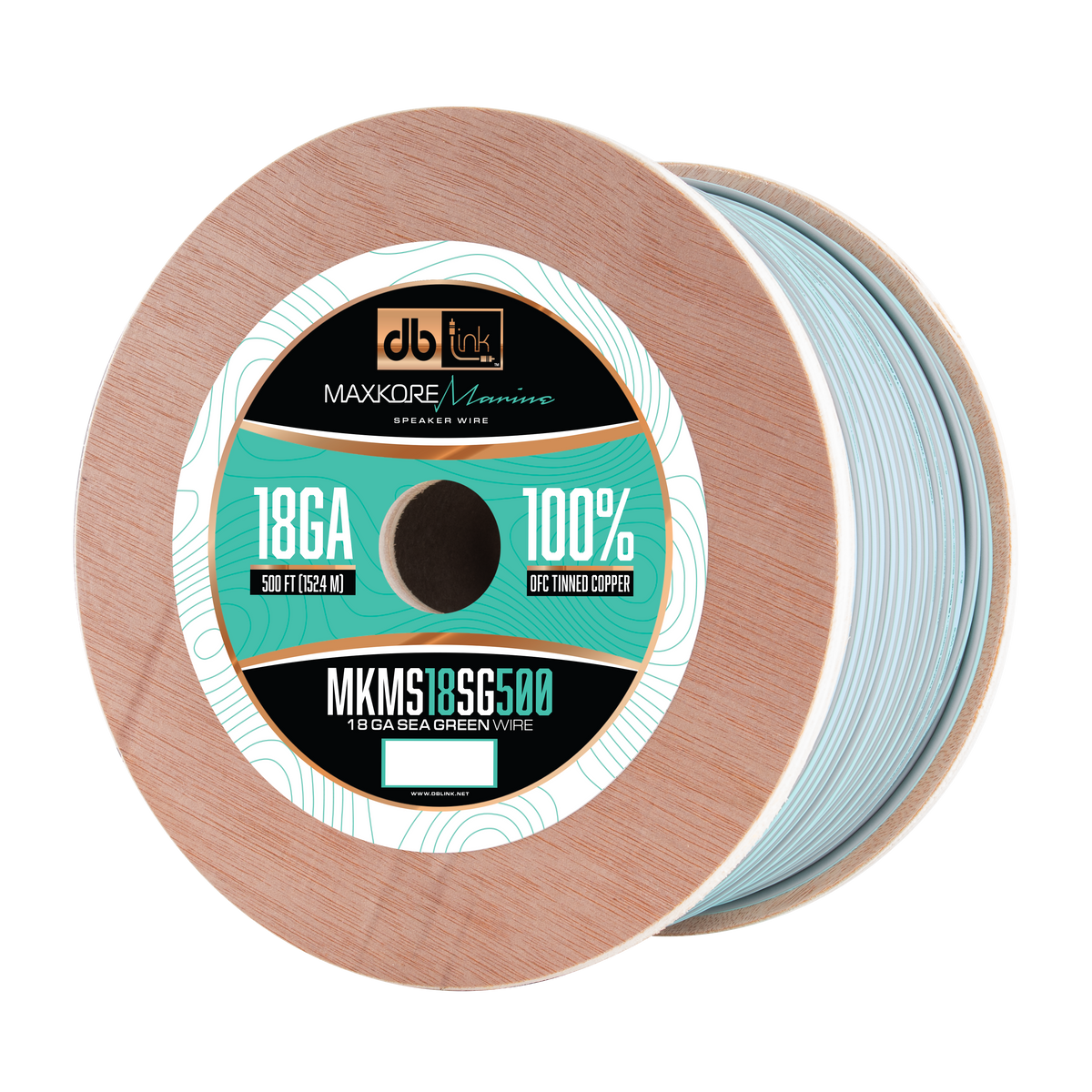 DB Link MKMS18SG500 : 500' 18Ga Maxkore Marine Sea Green/Gray, 100% OFC, TINNED Anti-Corrosive Wire Roll