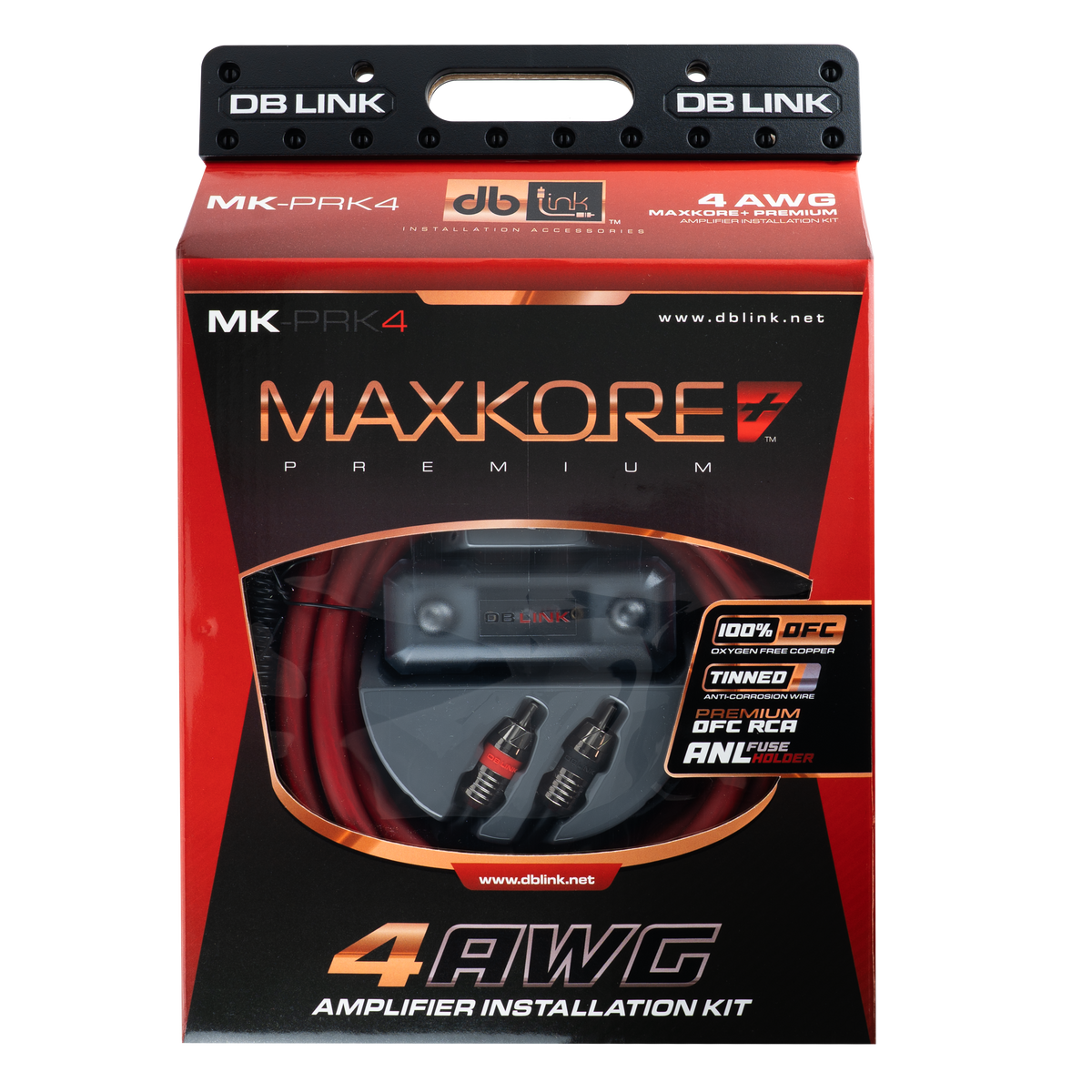 DB Link MK-PRK4 : 4 AWG Maxkore+ Premium, 100% OFC, TINNED Anti-Corrosive Amplifier Installation Kit