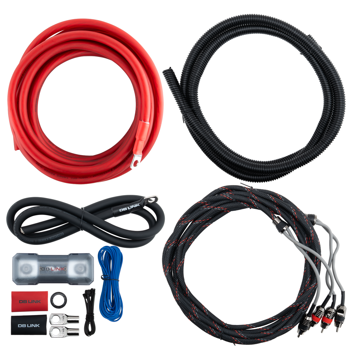 DB Link MK-PRK4 : 4 AWG Maxkore+ Premium, 100% OFC, TINNED Anti-Corrosive Amplifier Installation Kit