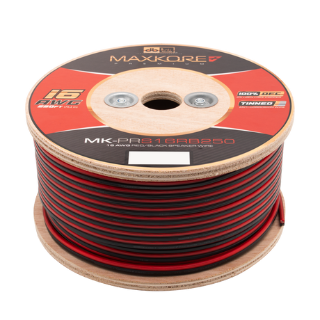 DB Link MK-PRS16RB250 : 250' 16 AWG Maxkore+ Premium Red/Black Speaker Wire, 100% OFC, TINNED Anti-Corrosive