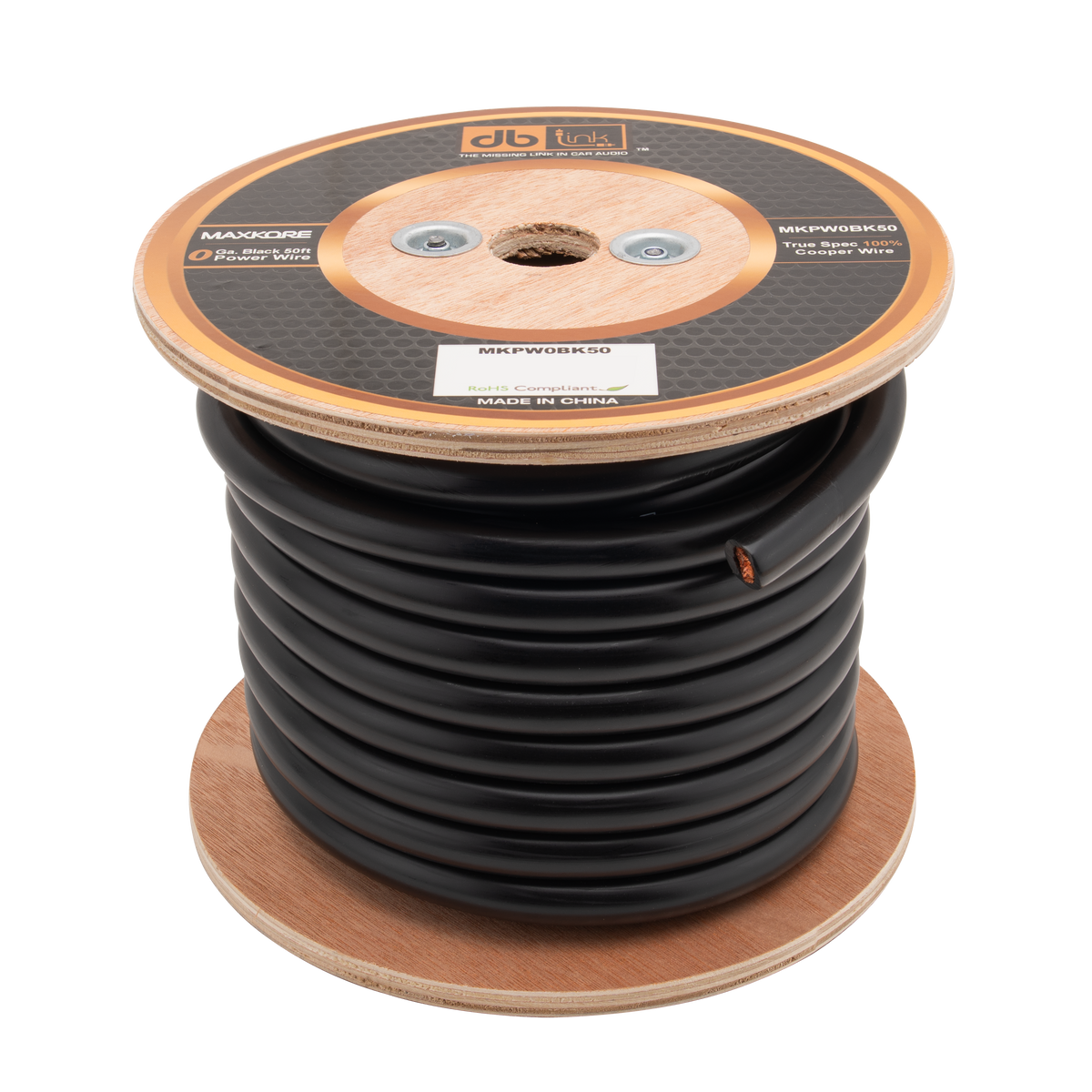 DB Link MKPW0BK50 : 0 Gauge Black 50 ft. Maxkore Soft Touch Power Wire Roll
