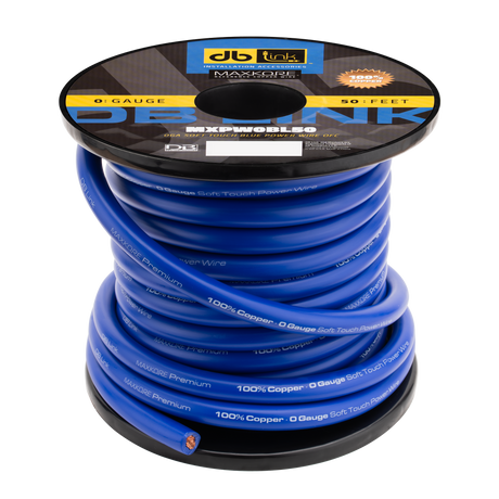 DB Link MXPW0BL50 : 0 Gauge Maxkore Premium 100% Copper Blue Soft Touch Power Wire Roll