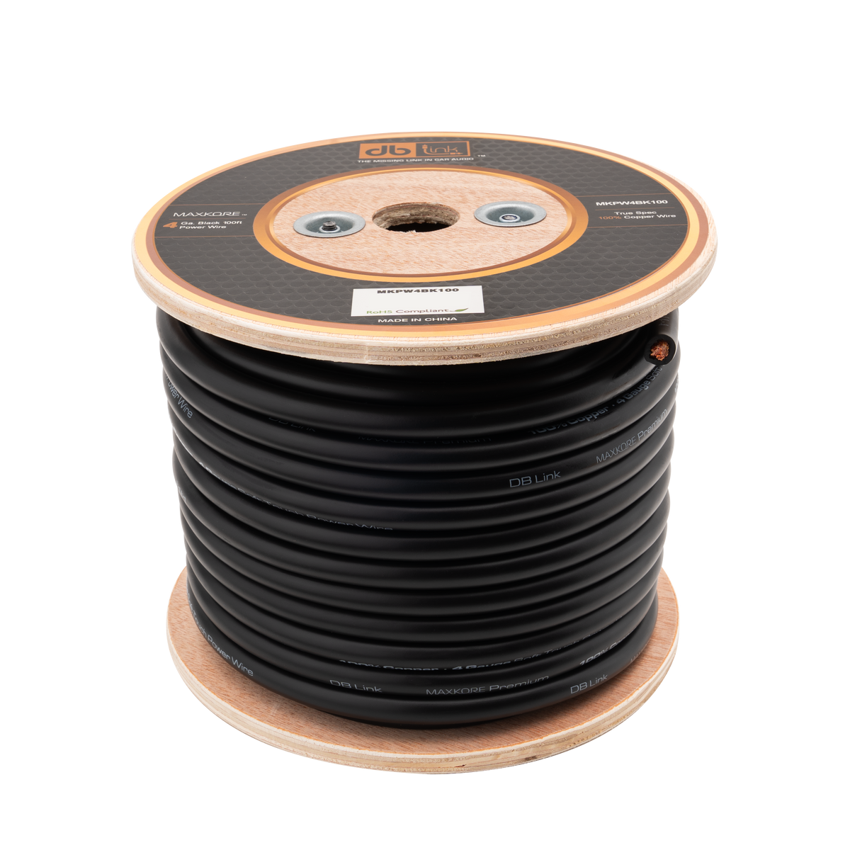 DB Link MKPW4BK100 : 4 Gauge Black 100 ft. Maxkore Soft Touch Power Wire Roll