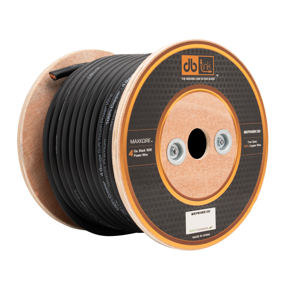 DB Link MKPW4BK100 : 4 Gauge Black 100 ft. Maxkore Soft Touch Power Wire Roll