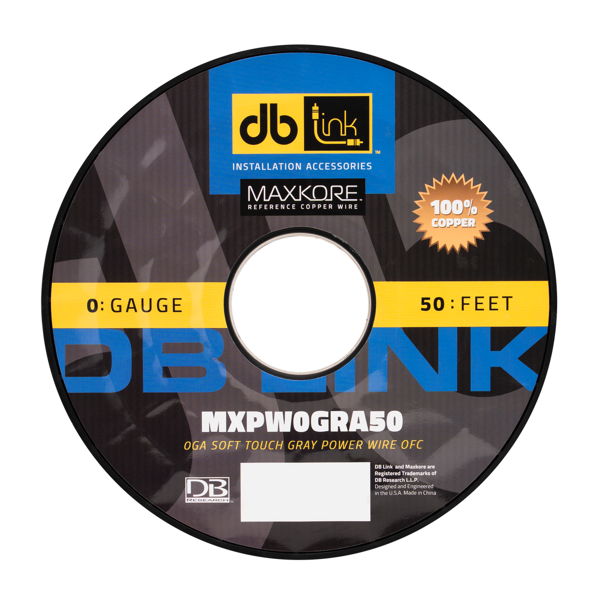 DB Link MXPW0GRA50 : 0 Gauge Maxkore Premium 100% Copper Gray Soft Touch Power Wire Roll