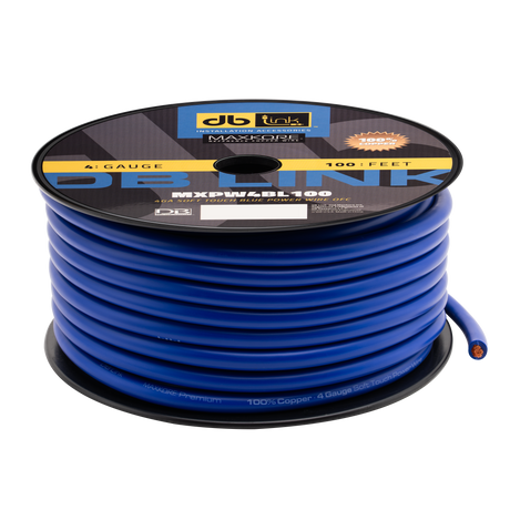 DB Link MXPW4BL100 : 4 Gauge Maxkore Premium 100% Copper Blue Soft Touch Power Wire Roll