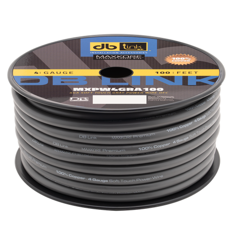 DB Link MXPW4GRA100 : 4 Gauge Maxkore Premium 100% Copper Gray Soft Touch Power Wire Roll