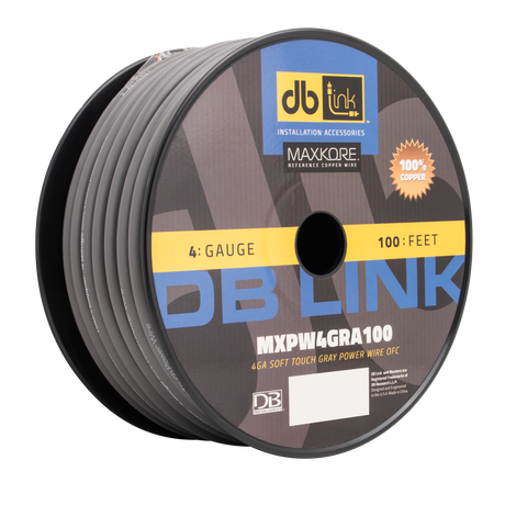 DB Link MXPW4GRA100 : 4 Gauge Maxkore Premium 100% Copper Gray Soft Touch Power Wire Roll