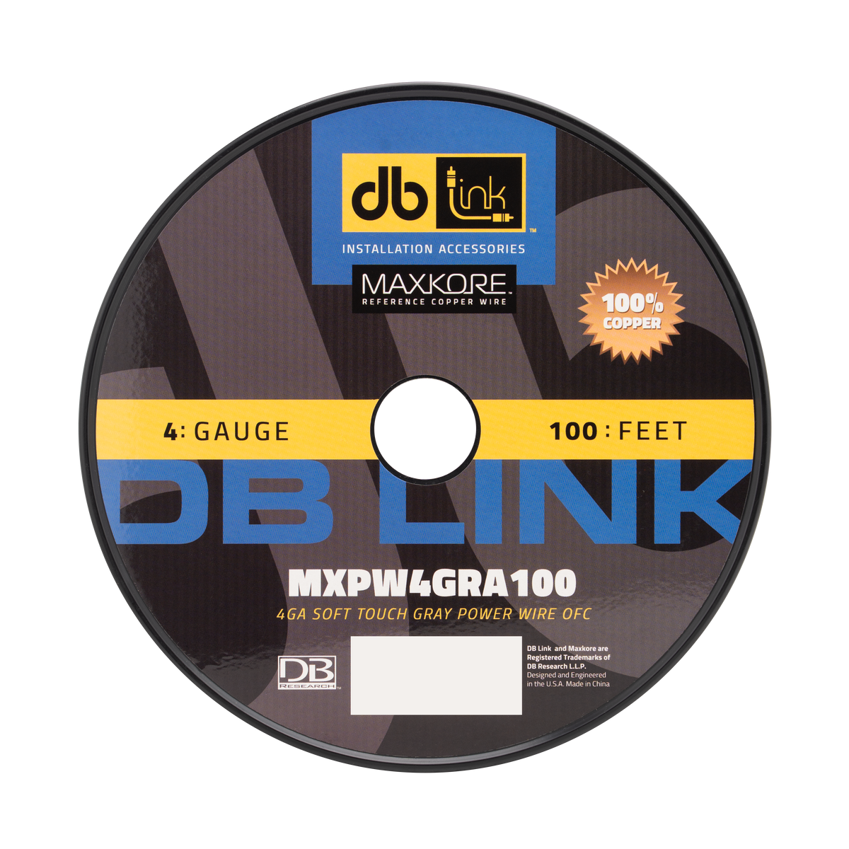 DB Link MXPW4GRA100 : 4 Gauge Maxkore Premium 100% Copper Gray Soft Touch Power Wire Roll
