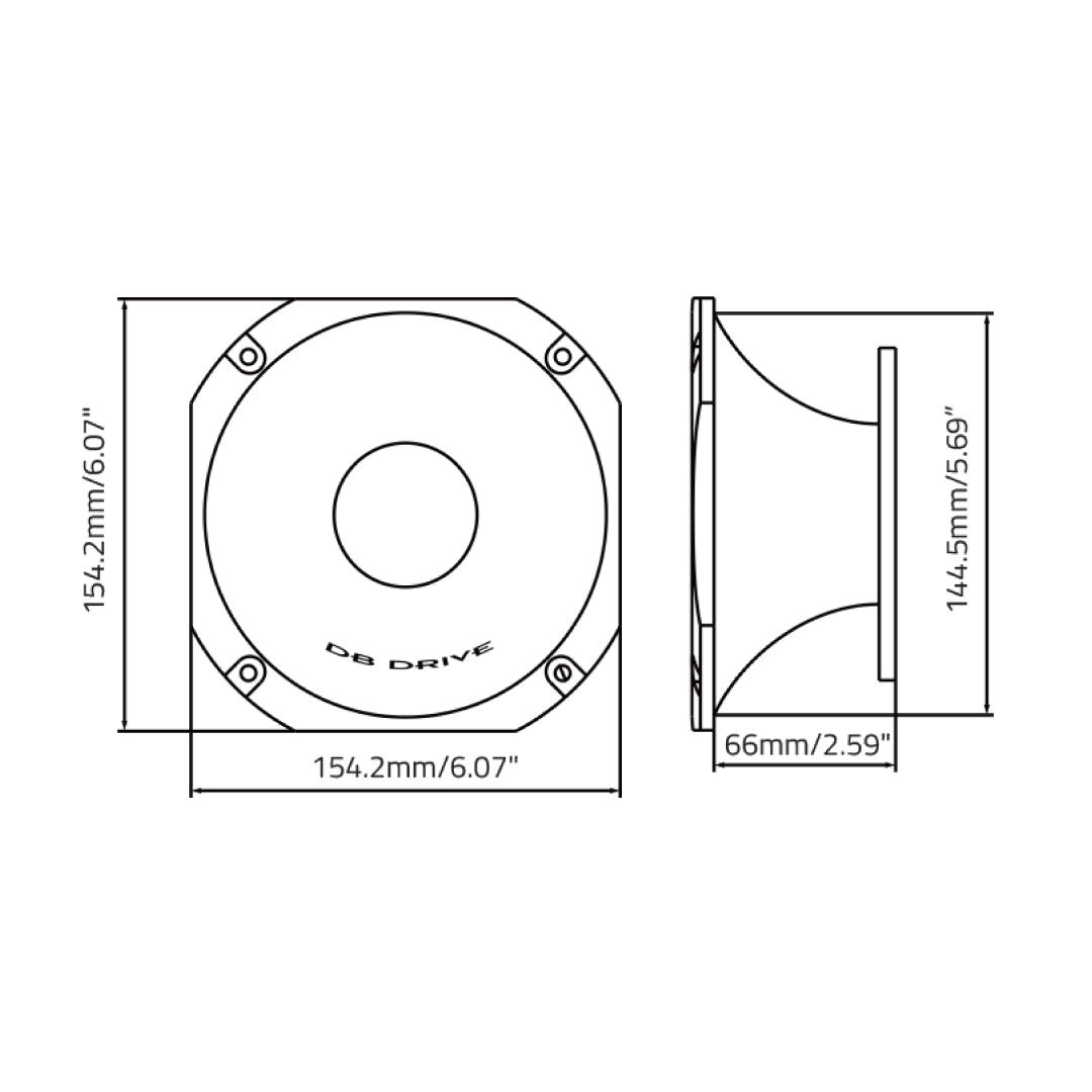 DB Drive P9TWSH : 6.1 X 6.1 X 3" Short Die-Cast Horn