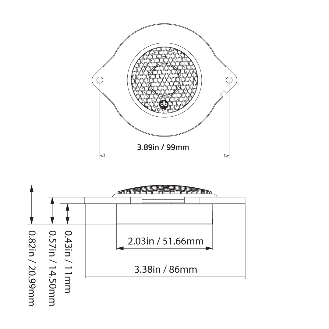 DB Drive WDX1TW-JP : 1.25" Aluminum Dome Tweeter (Jeep OEM Fit) (1 Pair)