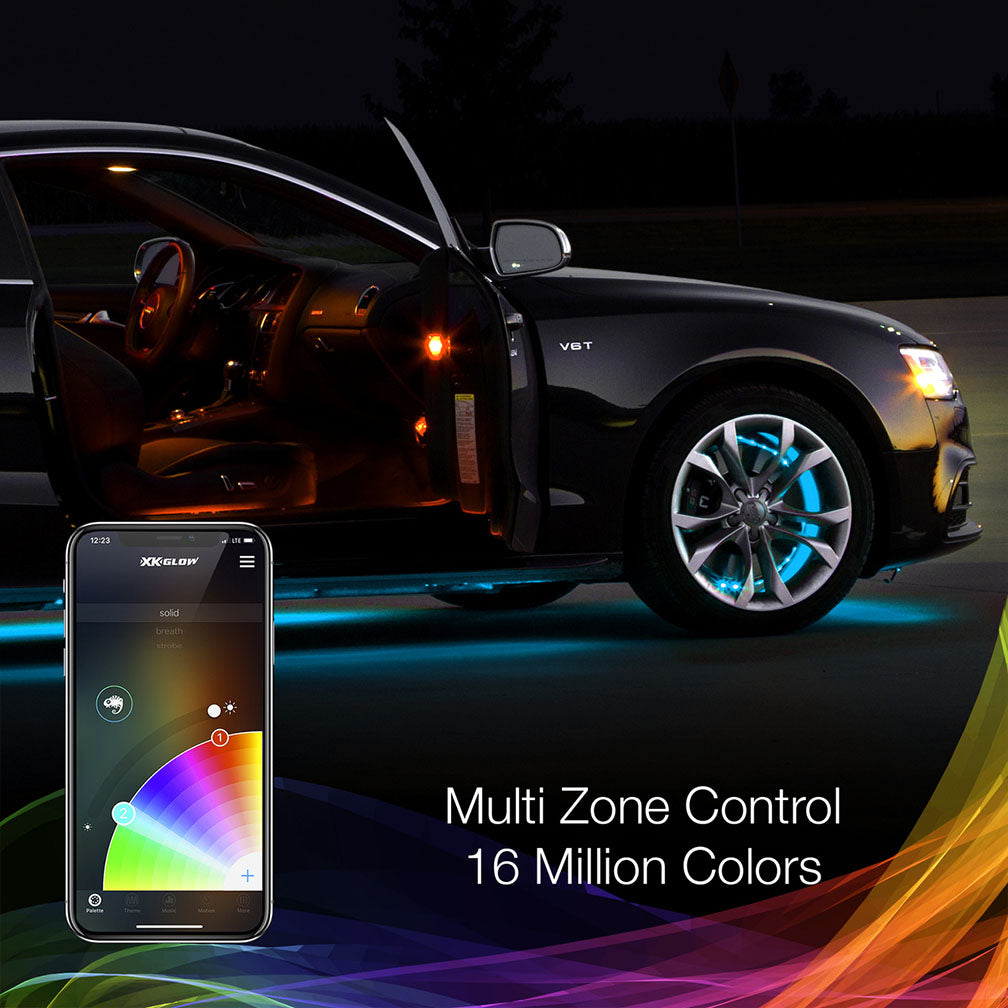 XKGLOW XK-WHEEL-KIT-AD 4pc 15-18 Adjustable Wheel Ring Light Kit XKchrome App controlled w/ Turn Signal Function