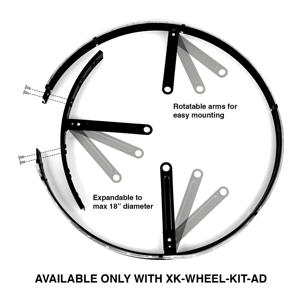XKGLOW XK-WHEEL-KIT-AD 4pc 15-18 Adjustable Wheel Ring Light Kit XKchrome App controlled w/ Turn Signal Function