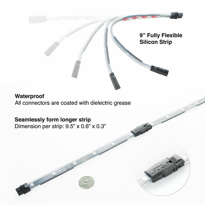 XKGLOW KS-Car-Mini 6x10 Flex Strip Million Color XCHROME Smartphone App Controlled Undercar Kit