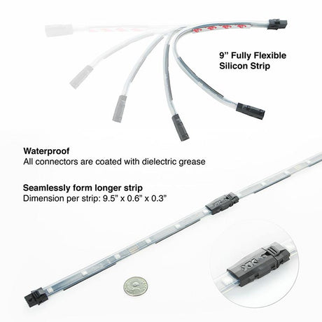 XKGLOW KS-Car-Mini 6x10 Flex Strip Million Color XCHROME Smartphone App Controlled Undercar Kit