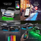 XKGLOW KS-Car-Pro 8x24 Tube + 6x10 Strip + 4x36 Strip  Million Color XKCHROME Smartphone App Controlled Undercar Kit