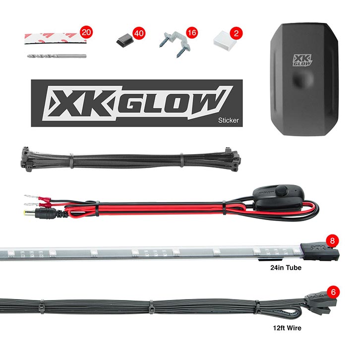 XKGLOW KS-CAR-STANDARD 8x24" Slim Tube Million Color Smartphone App Controlled Undercar Kit