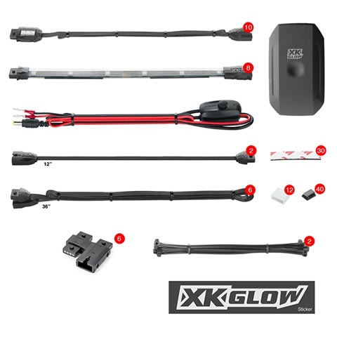 XKGLOW KS-Moto-Advance 10XPod +  8X10 Strip Million Color XKCHROME Smartphone App Controlled ATV/Motorcycle LED Light Kit
