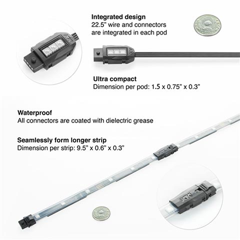 XKGLOW KS-Moto-Advance 10XPod +  8X10 Strip Million Color XKCHROME Smartphone App Controlled ATV/Motorcycle LED Light Kit