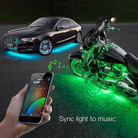 XKGLOW KS-Moto-Advance 10XPod +  8X10 Strip Million Color XKCHROME Smartphone App Controlled ATV/Motorcycle LED Light Kit