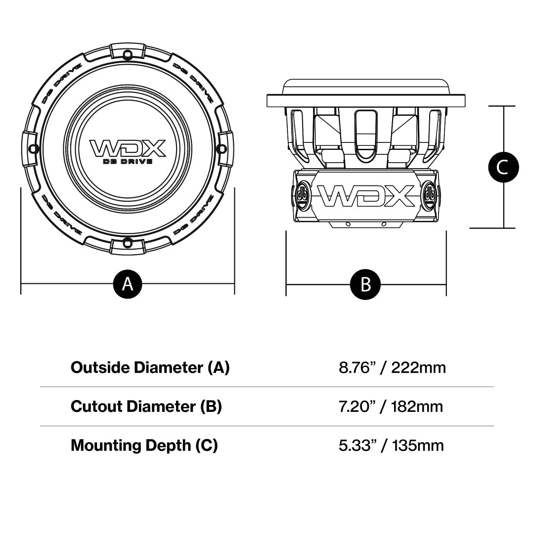 DB Drive WDX8G1.4 : 8" Dual 4-Ohm Subwoofer