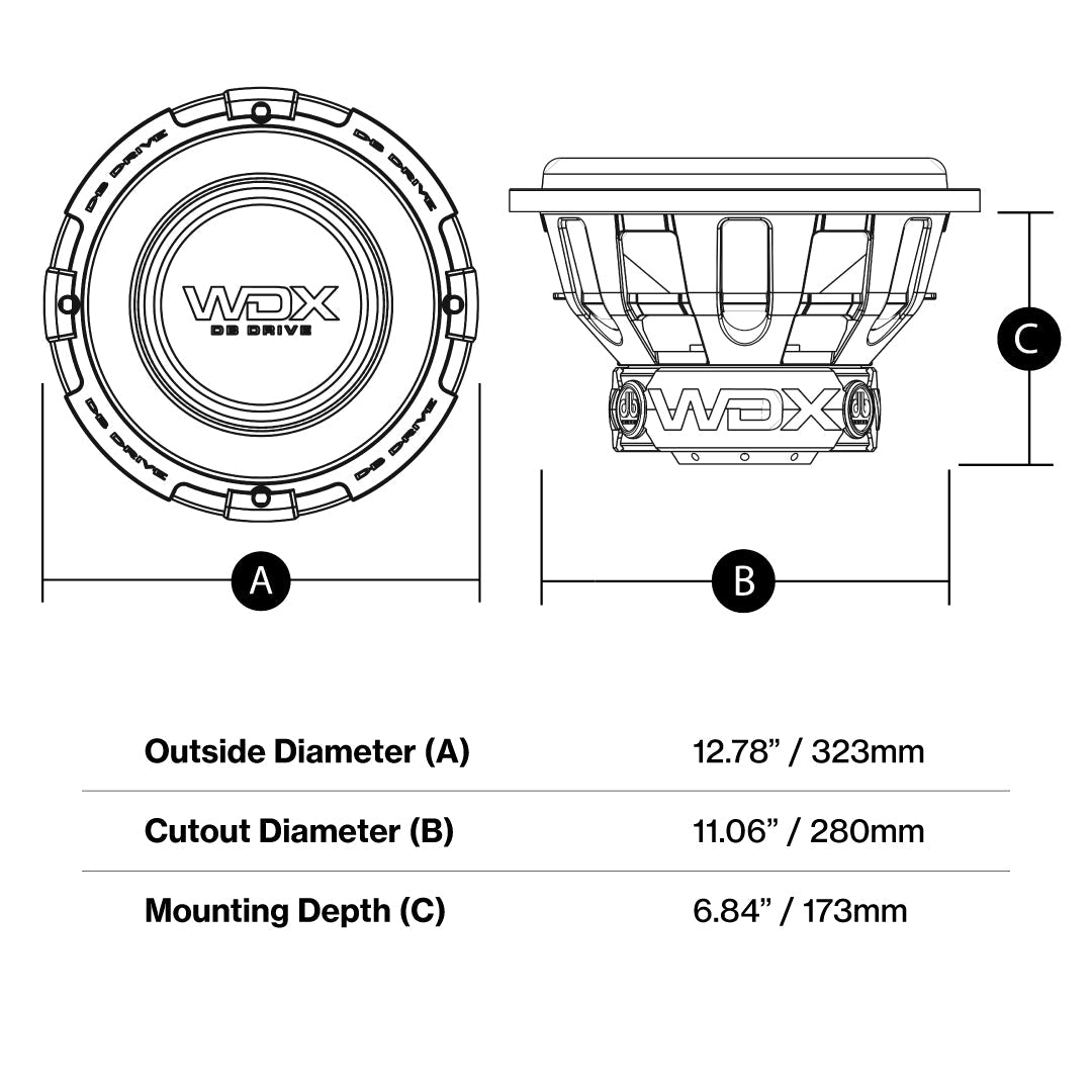 DB Drive WDX12G1.4 : 12" Dual 4-Ohm Subwoofer