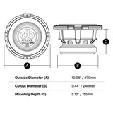 DB Drive WDX10G2F-4 : 10" Dual 4-Ohm Shallow Mount Subwoofer