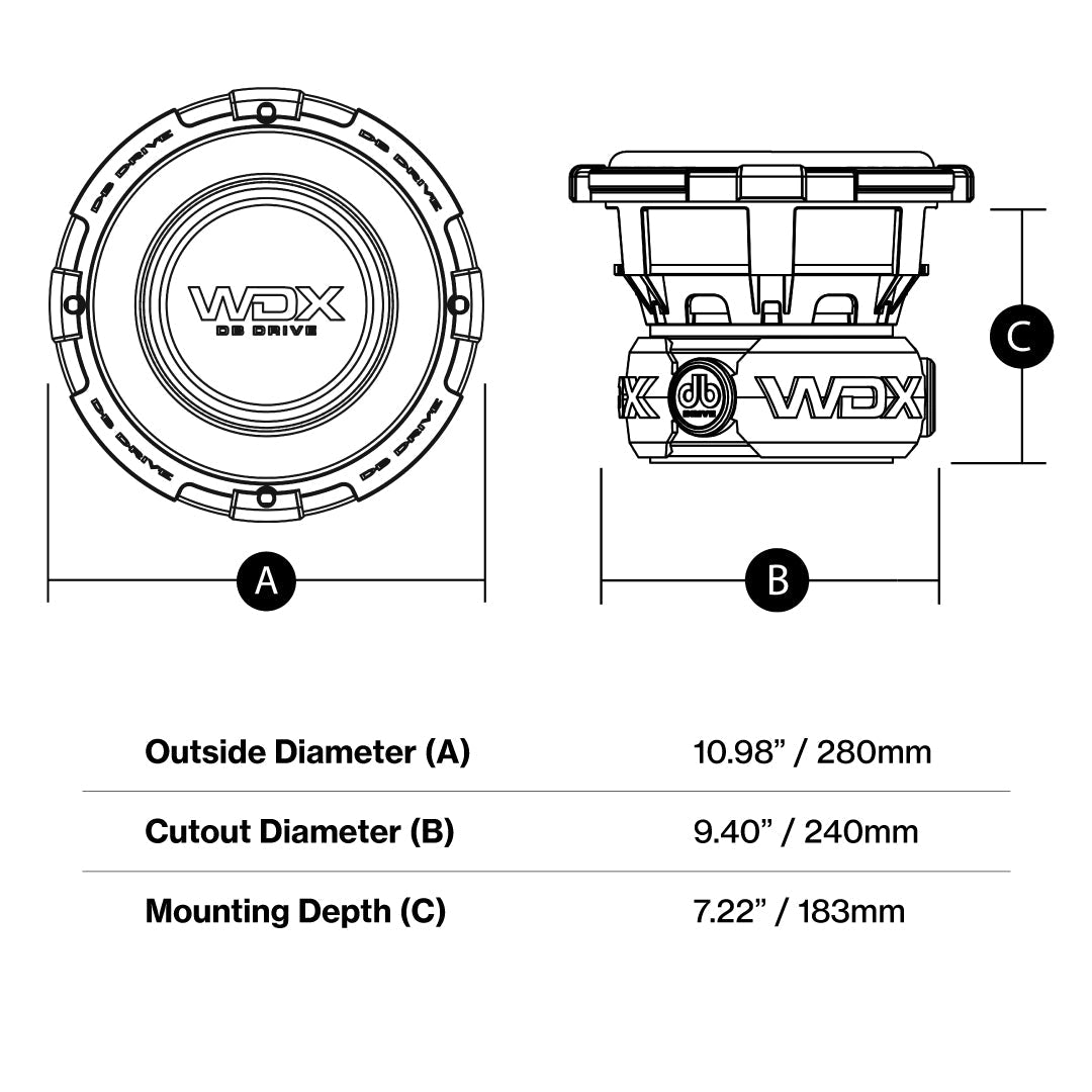 DB Drive WDX10G5.2 : 10" Dual 2-Ohm Subwoofer